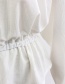 Fashion White Large Round Neck Ruffled High Waist Navel T-shirt