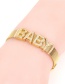 Fashion Gold Letter Stainless Steel Gold Color Mesh Strap With Zircon Bracelet