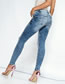 Fashion Light Blue Shredded Embroidery Jeans