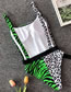 Fashion Green Socket Leopard Stitching One-piece Swimsuit