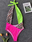 Fashion Green Leopard Bright Bandage One-piece Swimsuit