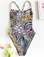 Fashion Leopard Stitching Tube Top Snake Skin One-piece Swimsuit