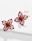 Fashion Red Alloy Hollow Flower Color Tangled Woven Spray Ear Studs