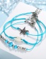 Fashion Blue Starfish Shell Blue Beads Anklet Three-piece