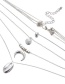 Fashion Silver Round Bead Shell Moon Multilayer Necklace