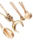 Fashion Silver Round Bead Shell Moon Multilayer Necklace