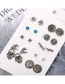 Fashion Silver Crown Flower English Alphabet Earrings Set Of 10