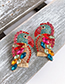 Fashion Rose Red Alloy-studded Woodpecker Stud Earrings