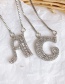 Fashion L Silver Copper Inlaid Zircon Letter Necklace