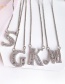 Fashion V Silver Copper Inlaid Zircon Letter Necklace