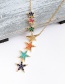 Fashion Gold Copper Inlaid Zircon Pentagram Necklace