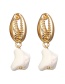 Fashion Gold Metal Shell Faux Pearl Earrings
