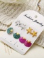 Fashion Color Symmetrical Starfish Shell Stud Earrings 4 Pairs