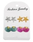 Fashion Color Symmetrical Starfish Shell Stud Earrings 4 Pairs