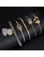 Fashion Gold Palm Love Map Circle Tassel Bracelet Five-piece