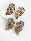 Fashion Purple Alloy-studded Woodpecker Stud Earrings