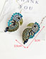 Fashion Blue Alloy-studded Woodpecker Stud Earrings
