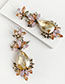 Fashion Champagne Alloy Diamond-drilled Drop-shaped Diamond Stud Earrings