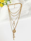 Fashion Gold Alloy Cross Multilayer Necklace