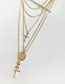 Fashion Gold Alloy Cross Multilayer Necklace