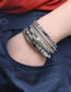 Fashion Gray Feather Stone Multi-layer Leather Bracelet