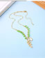 Fashion Gold Leaf Glass Beads Crystal Diamond Necklace