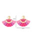 Fashion Rose Red Scalloped Lafite Alloy With Beads Earrings