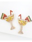 Fashion Color Wine Glass With Diamond Drink Cup Earrings