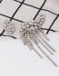 Fashion Silver Fully-studded Asymmetric Tassel Earrings