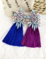 Fashion Purple + Blue Alloy Diamond Geometry Tassel Earrings