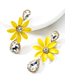 Fashion Yellow Drop Oil Flower Drop Shaped Diamond  Silver Needle Earrings