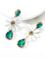 Fashion Green Drop Oil Flower Drop Shaped Diamond  Silver Needle Earrings