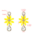 Fashion Yellow Drop Oil Flower Drop Shaped Diamond  Silver Needle Earrings