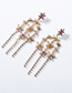 Fashion Pink Acrylic Diamond Floral Tassel Earrings