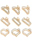 Fashion Love Pearl + Rhinestone Geometric Alloy Diamond Pearl Grip Trumpet
