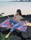 Fashion Red-edged Blue Leaves Oversized Sunscreen Shawl
