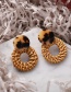 Fashion Deep Leopard Acrylic Wooden Woven Earrings