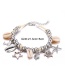 Fashion Silver Silver Bead Shell Hollow Five-pointed Star Anklet