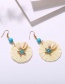 Fashion White Starfish Shell Pearl Rattan Woven Earrings
