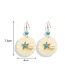 Fashion White Starfish Shell Pearl Rattan Woven Earrings