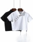 Fashion White Polo Collar Diagonal Short-sleeved T-shirt