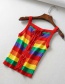Fashion Color Striped Strap Stitching Knit Vest