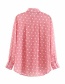 Fashion Pink Polka Dot Printed Lapels Single-breasted Shirt