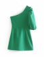 Fashion Green Asymmetrical One-shoulder Dress