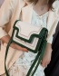 Fashion Khaki Embroidered Stitching Contrast Color Shoulder Bag