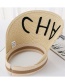 Fashion Light Brown Letter Embroidery Cha Empty Straw Hat