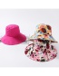 Fashion Rose Red Printed Double-sided Pleated Collapsible Basin Cap
