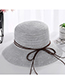 Fashion Gray Leather Rope Bow Double Layer Lace Basin Cap