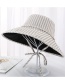 Fashion Beige Double-sided Cotton Full-length Striped Tether Sun Hat