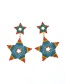Fashion Color  Silver Pin Five-pointed Star Diamond Earrings